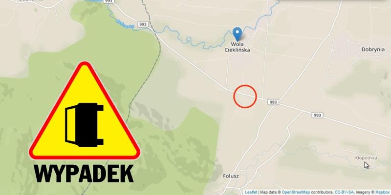 Wola Cieklińska: Samochód ciężarowy wypadł z drogi Wola Cieklińska: Samochód ciężarowy wypadł z drogi