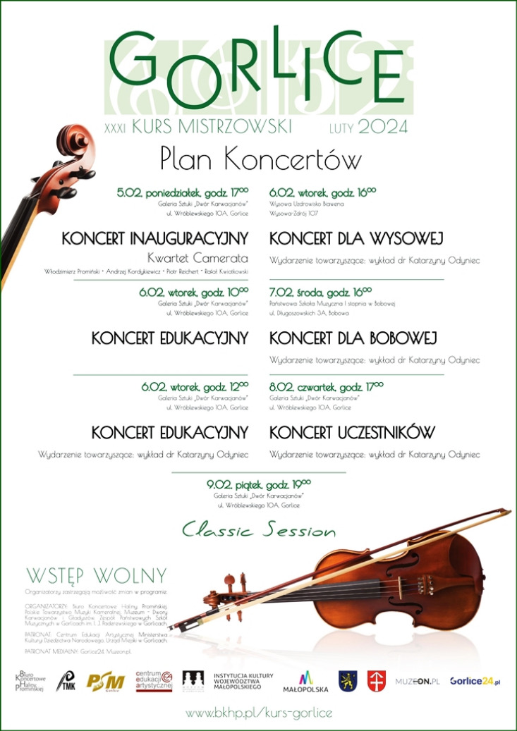 XXXI MISTRZOWSKIE KURSY MUZYCZNE W GORLICACH 2023 / PLAN KONCERTÓW XXXI MISTRZOWSKIE KURSY MUZYCZNE W GORLICACH 2023 / PLAN KONCERTÓW