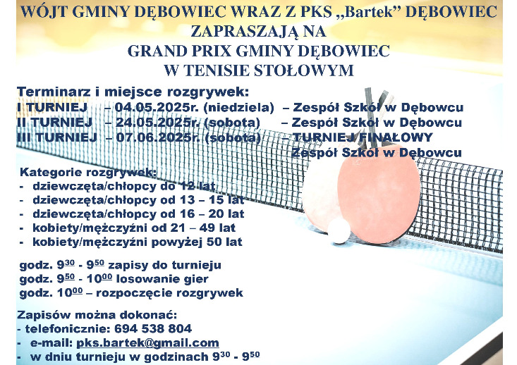 Zaproszenie na Grand Prix Gminy Dębowiec Zaproszenie na Grand Prix Gminy Dębowiec